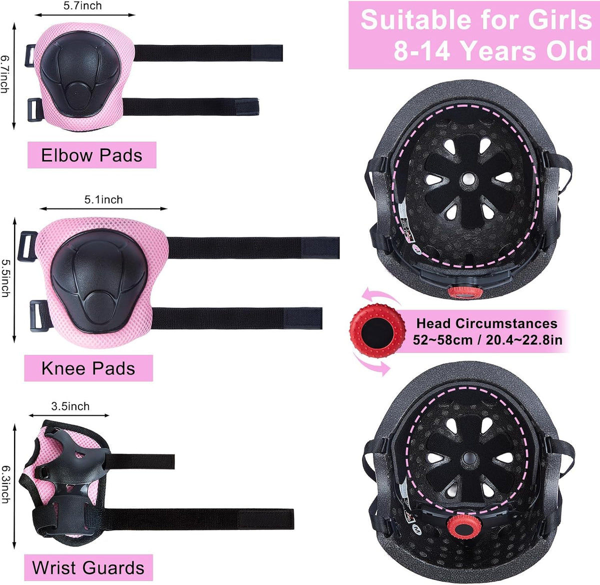 Helmet for Kids 3-8-14 with Knee and Elbow Pads Set