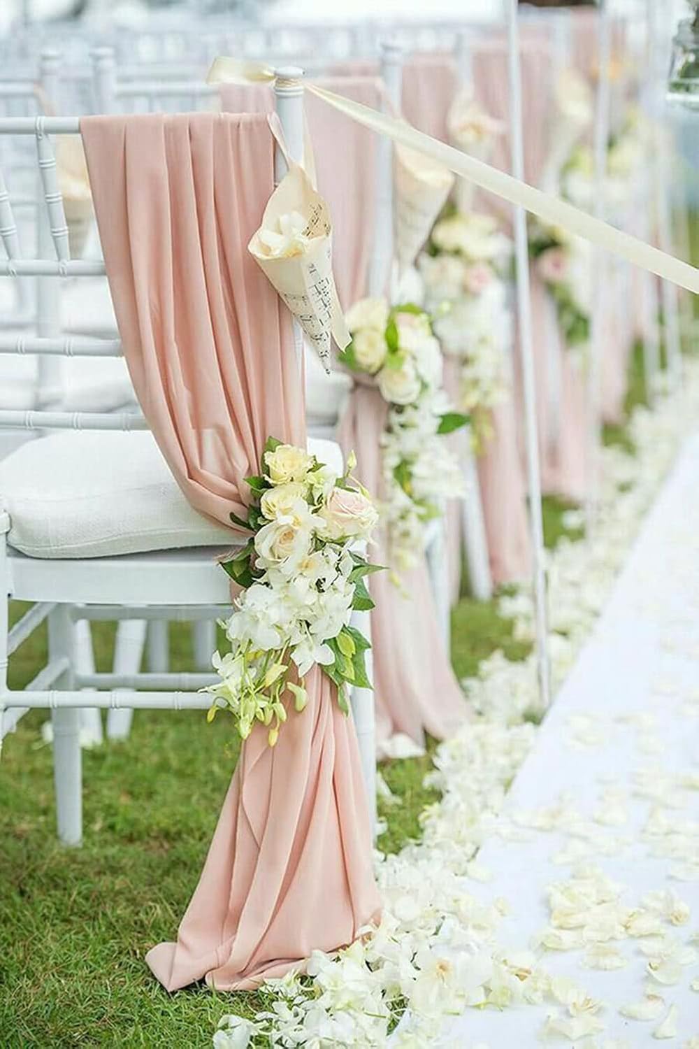 2 Pack Chiffon Table Runner 120 inches,Romantic Wedding Runner Tablecloth Décor for Bridal Shower Bachelorette Party,Chiffon Sashes,Chair Sash Wedding Birthday Decoration (Peach)