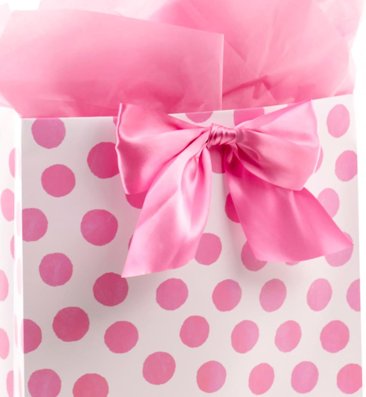 15" Extra Large Gift Bag with Tissue Paper (Pink Polka Dots)