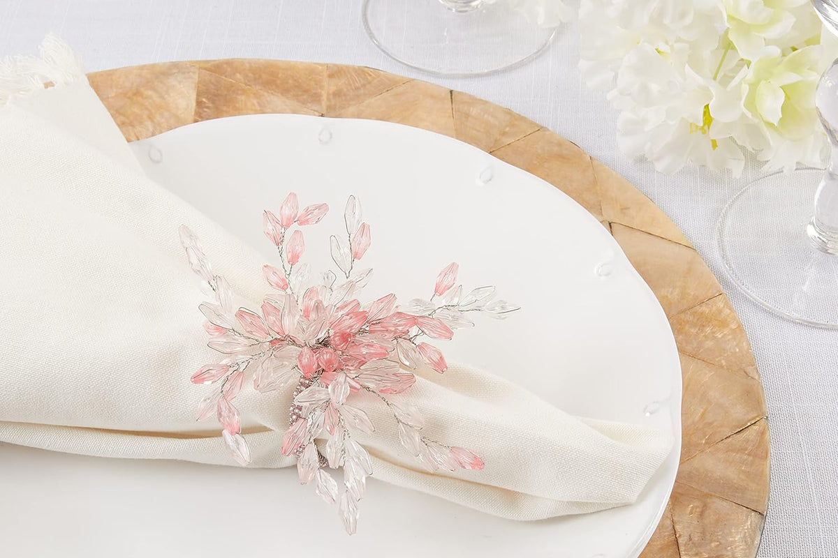 Beaded Flower Napkin Rings (Set of4)