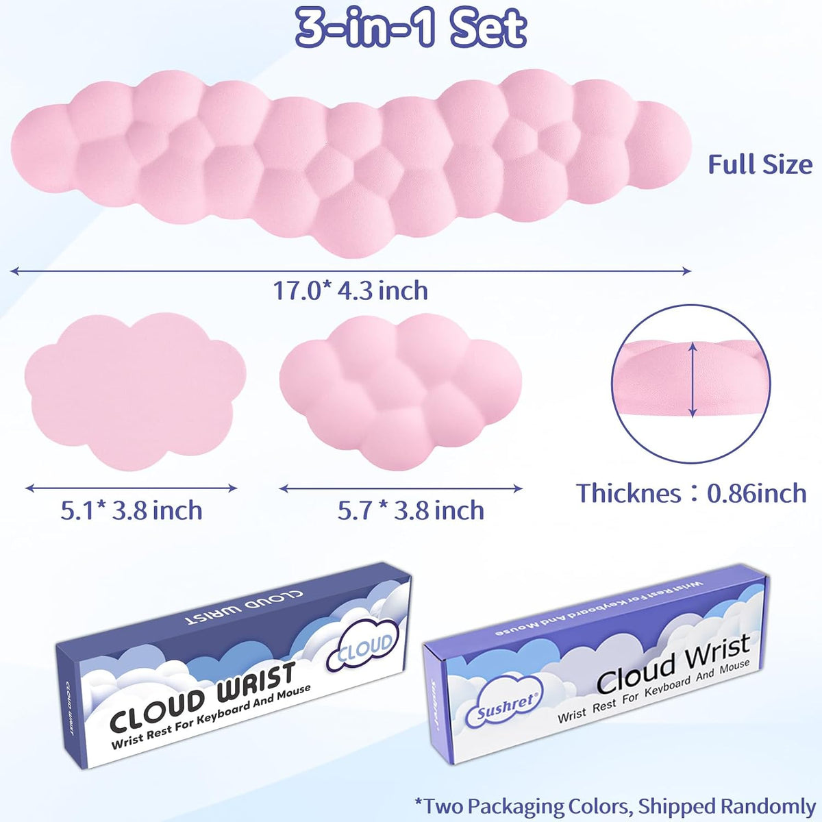 Cloud Wrist Rest for Keyboard and Mouse, Cloud Keyboard Wrist Rest