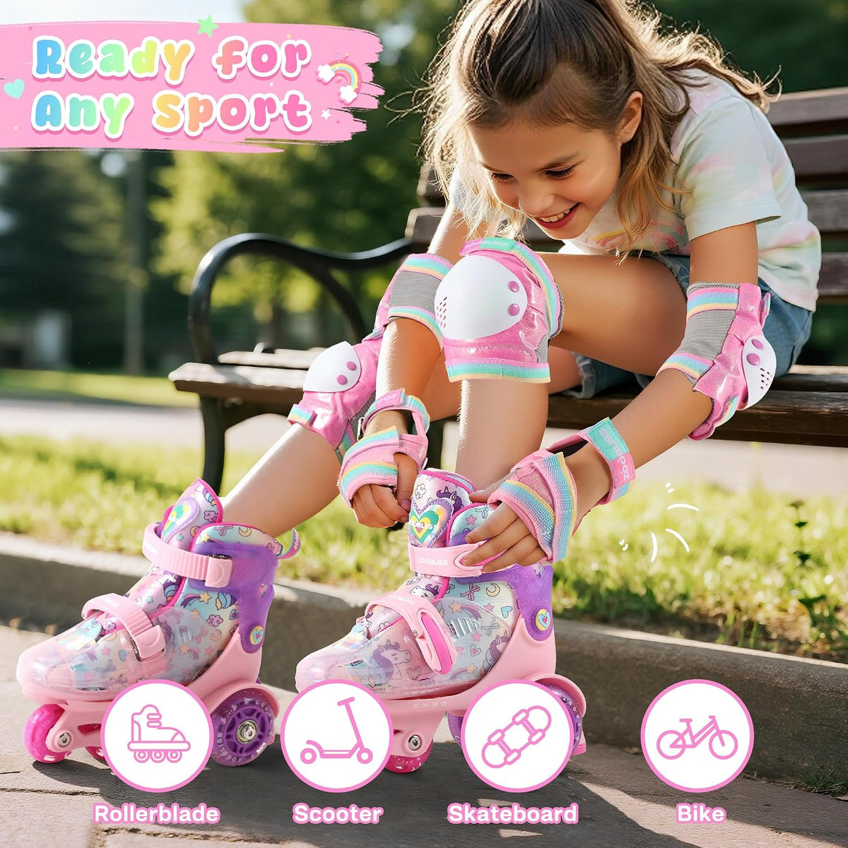 Girls Knee Pads for Kids, Toddler Knee and Elbow Pads Set