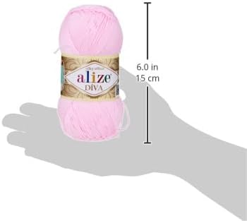 Diva Silk Effect 100% Microfiber Acrylic Yarn 1 Ball skeins 100gr 383yds Color (185 - Baby Pink)
