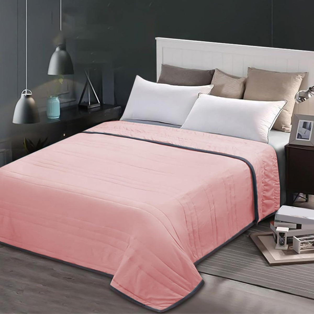 Cooling Blankets for Hot Sleepers 55 x40In Air-Conditioner Summer Cotton Blanket with Breathable Fabric Lightweight Blankets for Office, Sofa, Adults, Bedroom, Hot Weather, Spring (Pink)