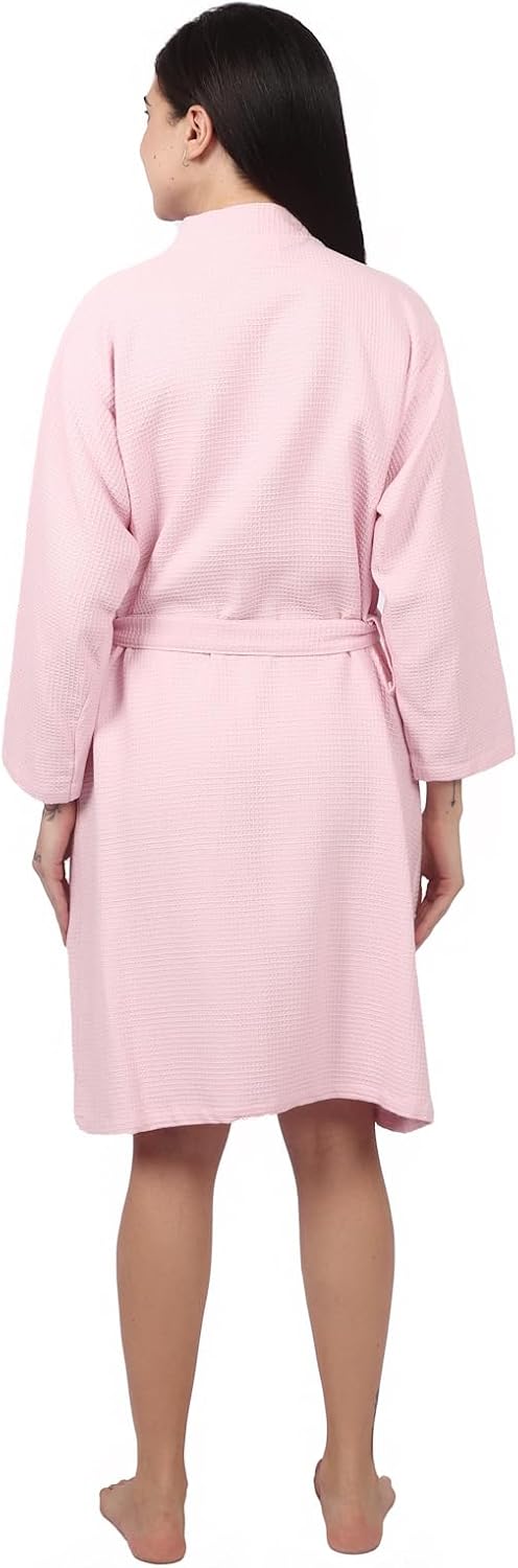 Women's Waffle Bathrobe – 100% Cotton, Lightweight & Absorbent, Spa Robe, Hotel & Lounge Robe