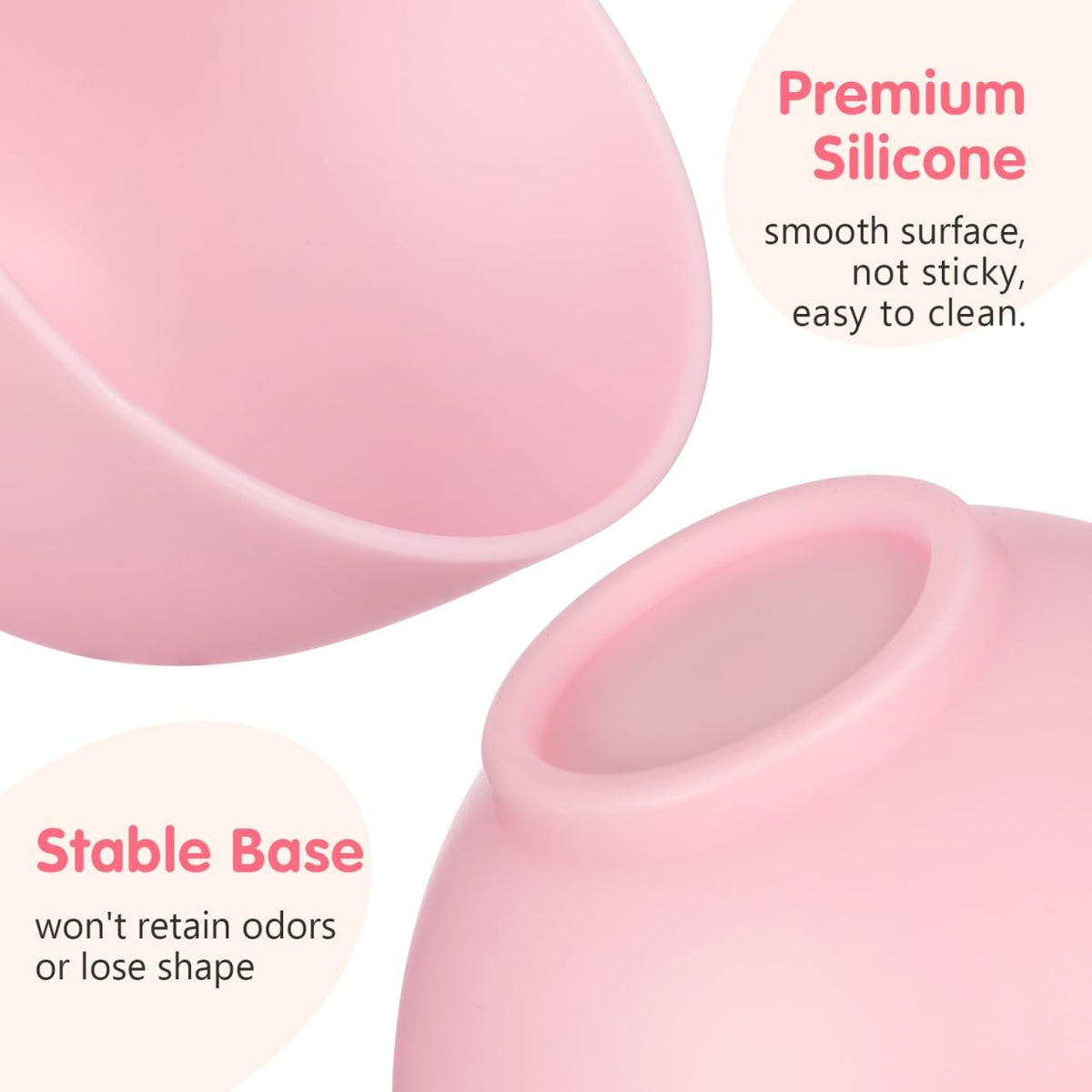 Silicone Mixing Bowls for Face Mask: 3 Sizes Pink Plastic Facial Mud Bowls Set Reusable Stackable Esthetician Tool for Women Home Salon Spa Face Skincare