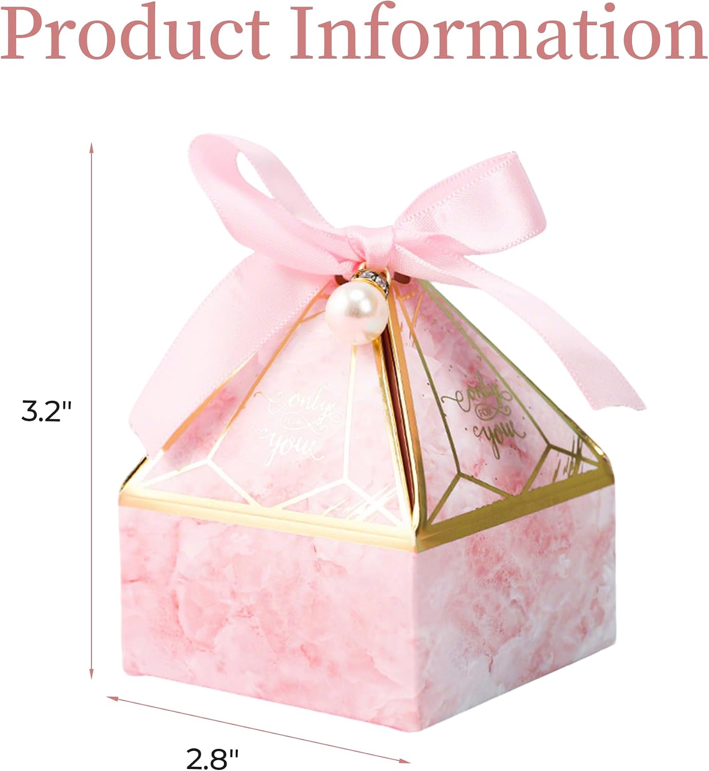 50pcs Elegant Cone-Shaped Mongolian Yurt Design Gift Boxes with Golden Foil Script And Ribbon Pearl Accessories - Perfect for Engagements, Birthdays, Weddings & Holiday Parties, Celebration Gift Box