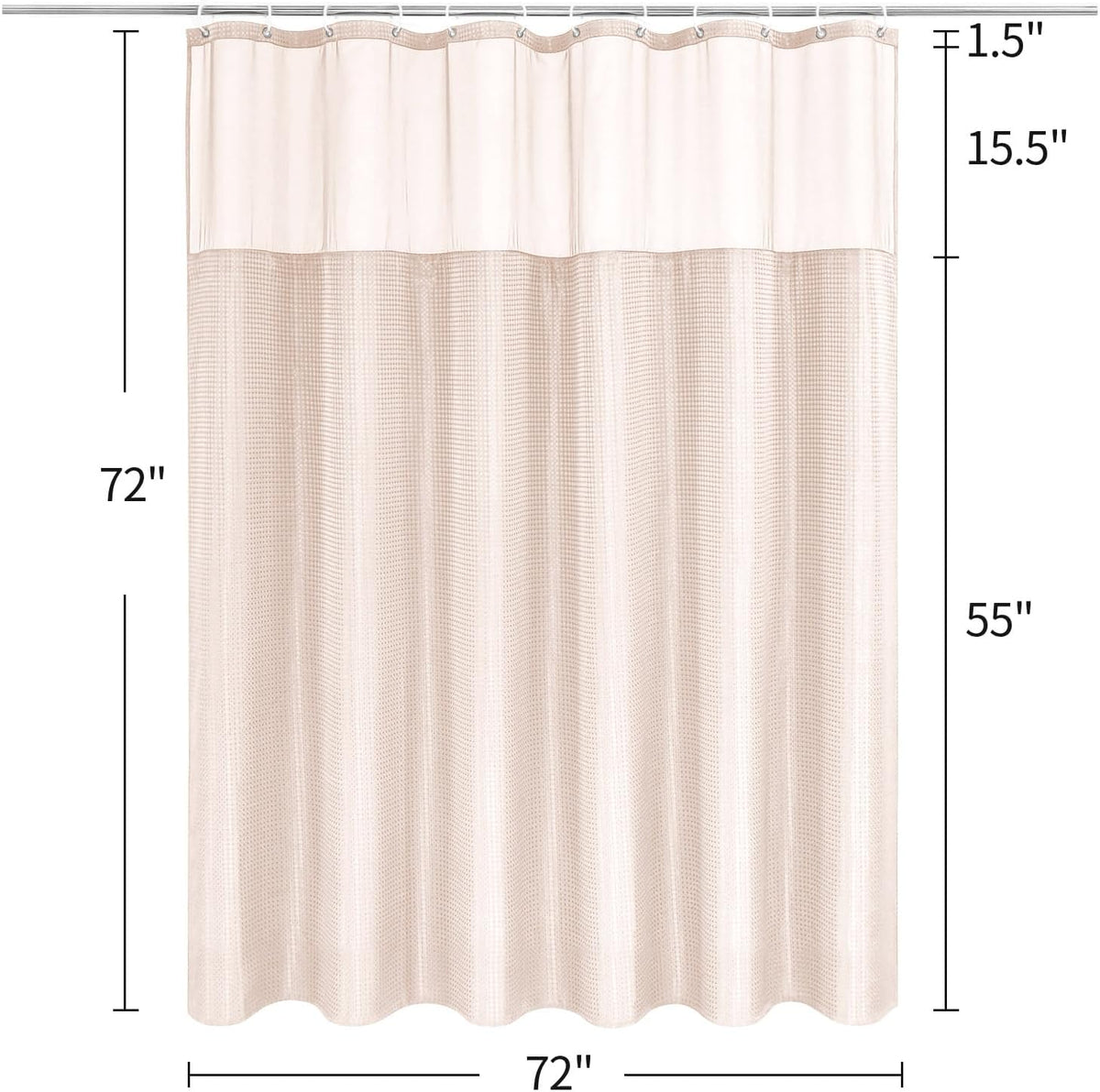 Luxury Textured Fabric Shower Curtainwith Snap-in Liner Blush Pink,72x72