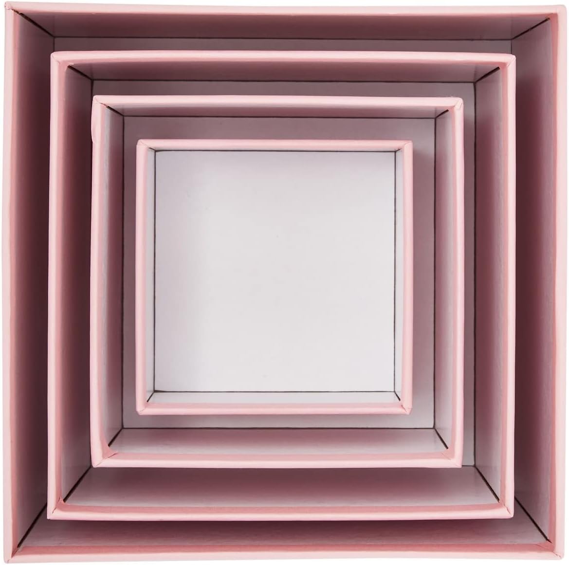 Gift Box Set - 4 Piece Assortment, Pink - Nesting & Stackable Pink Square Boxes with Lids for Weddings, Birthdays & Favors