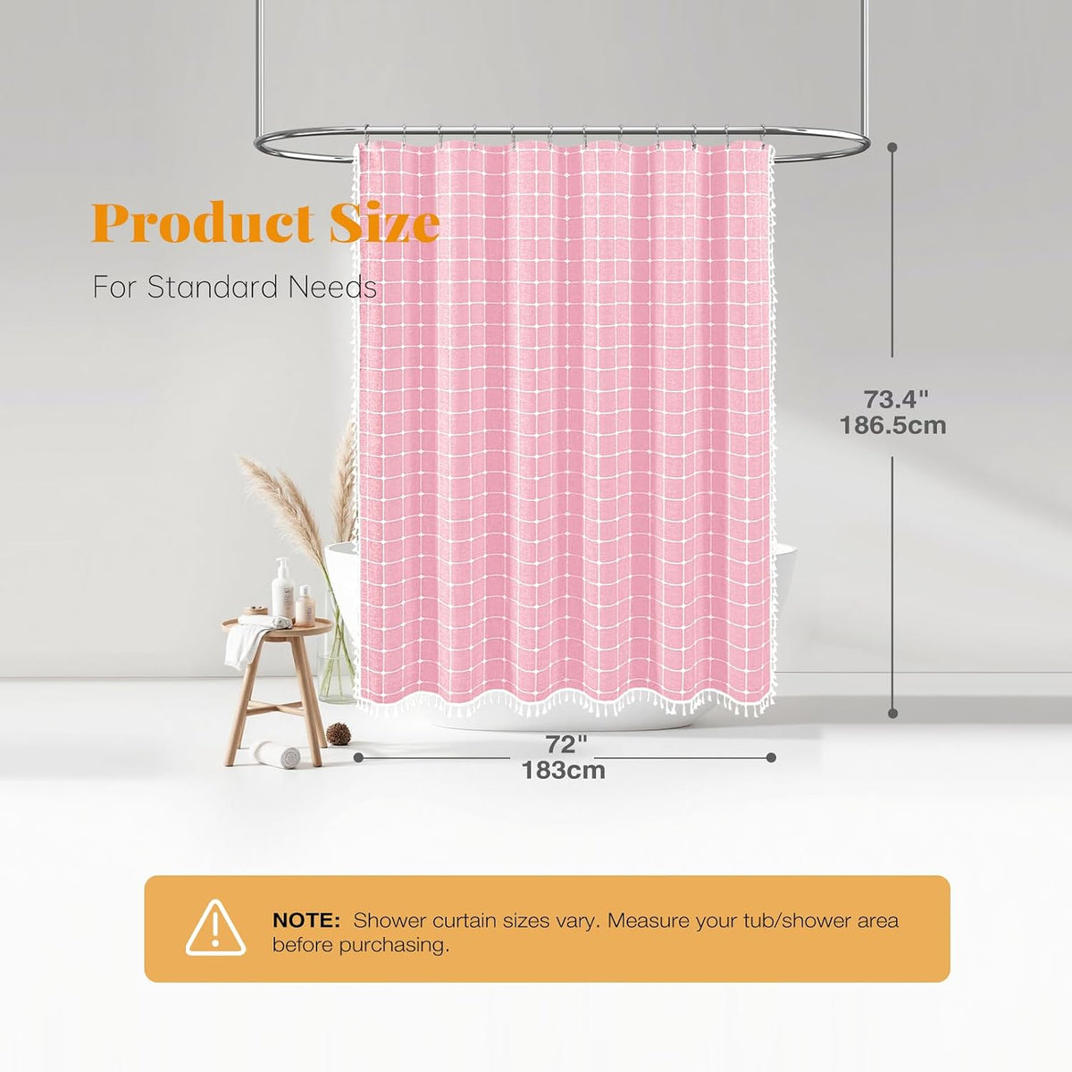 BTTN Pink Boho Farmhouse Linen Heavy Duty Fabric Set, 72x72