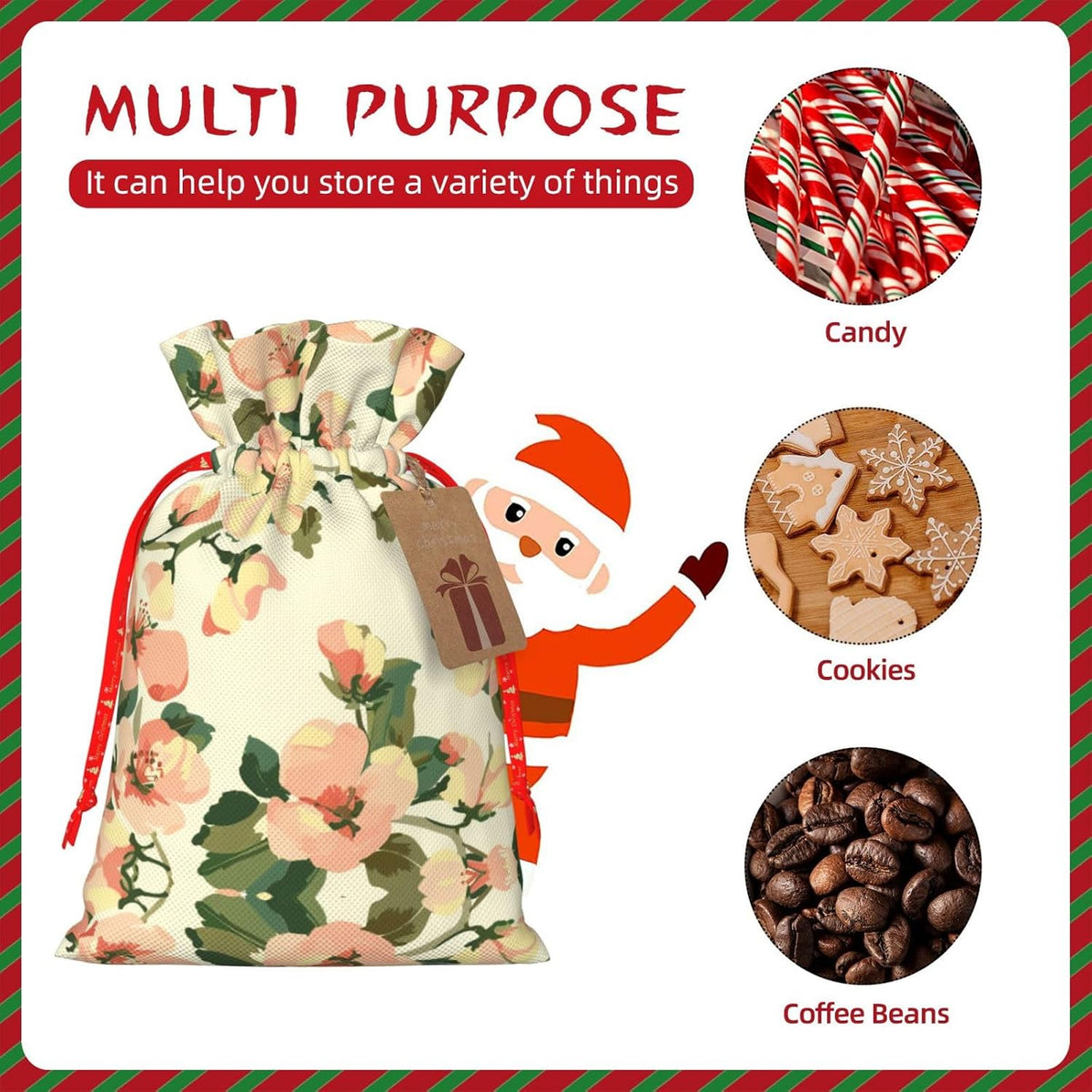 Airy Peach Cream Orchard Print Drawstring Gift Bags Various Sizes Perfect For Gifts Bulk Plastic Packaging Bags