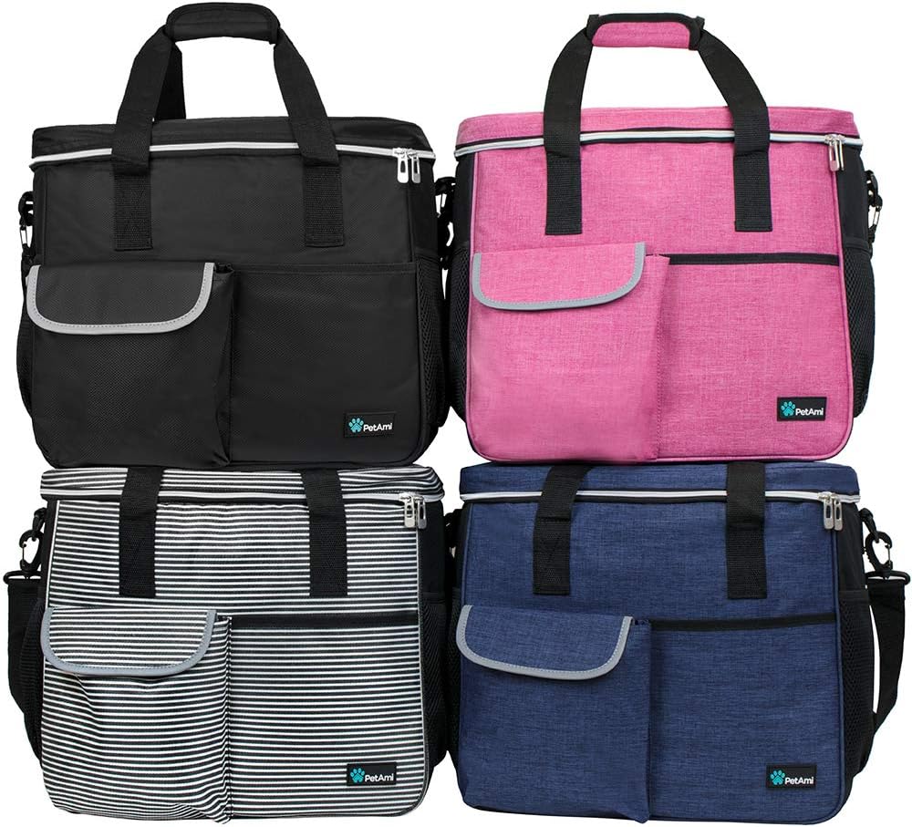 Dog Travel Bag Organizer, Pet Supplies Tote Diaper Bag, Pink Large