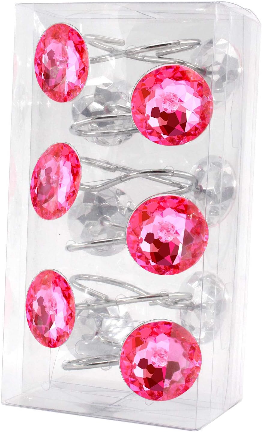 BEAVO 12 Pcs Crystal Shower Curtain Hook, Decorative Shower Curtain Ring