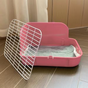 Rabbit Litter Box, Bunny Litter Box, Guinea Pig Potty Trained, Square Small Animal Toilet Potty Pan for Rabbit Guinea Pig Ferret Hamster Chinchilla (Pink)