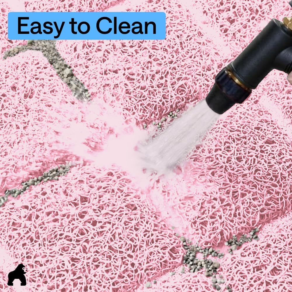Cat Litter Box Mat, Coiled Mesh Trapping Mats 17x11 Light Pink
