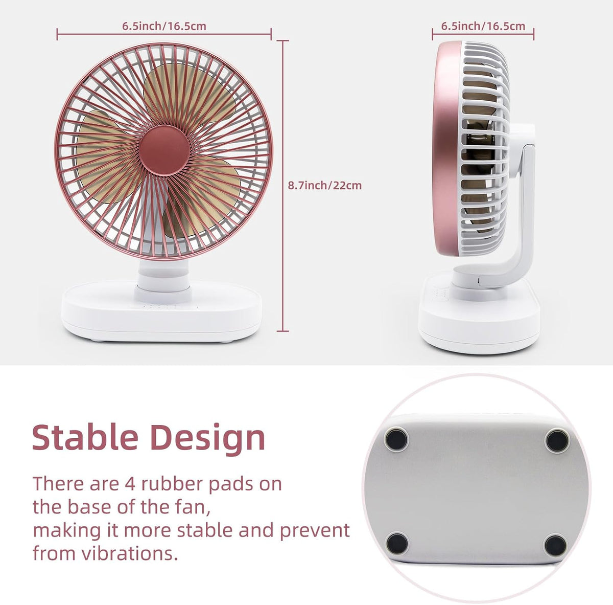 Small Oscillating Fan for Bedroom, 4000mAh Battery Powered Rechargeable Fan, 90° Vertical Manual and 120° Oscillating Desk Fan, 4 Speeds Air Circulator Fans, Quiet Table Fans for Home Office Travel