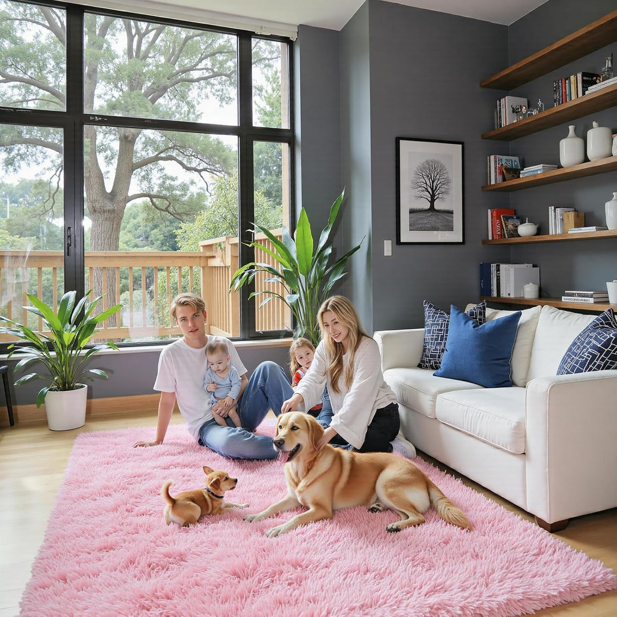 Small Shag Area Rug for Bedroom, 2x3 Pink Soft Plush Carpet