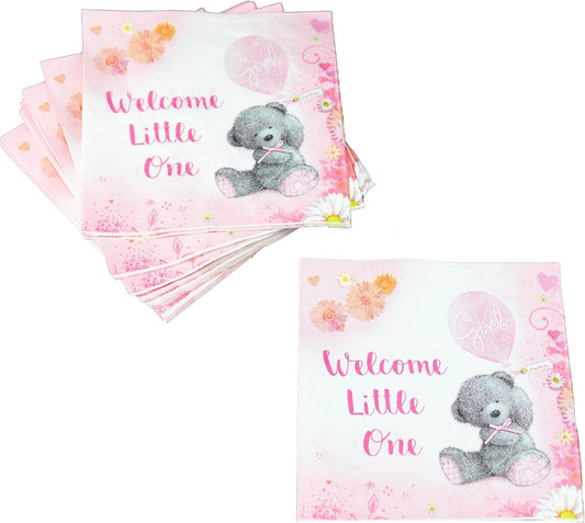 75-Count Baby Shower Party Napkins, Baby Girl, Baby Pink, Disposable Paper Party Napkins, Dinner Size
