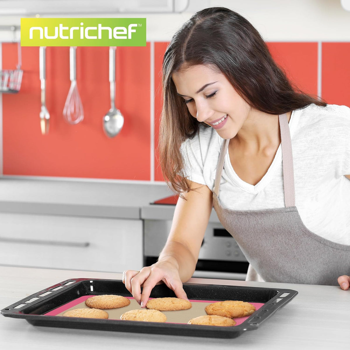 Silicone Baking Mats | 2 Non-stick Food-Grade Reusable Silicone Mats | Perfect for Half Baking Pans 16.5 x 11.6 IN | Oven-Safe Up to 480 Degrees F | Safe for Ovens, Freezers, & Dishwashers (Pink)