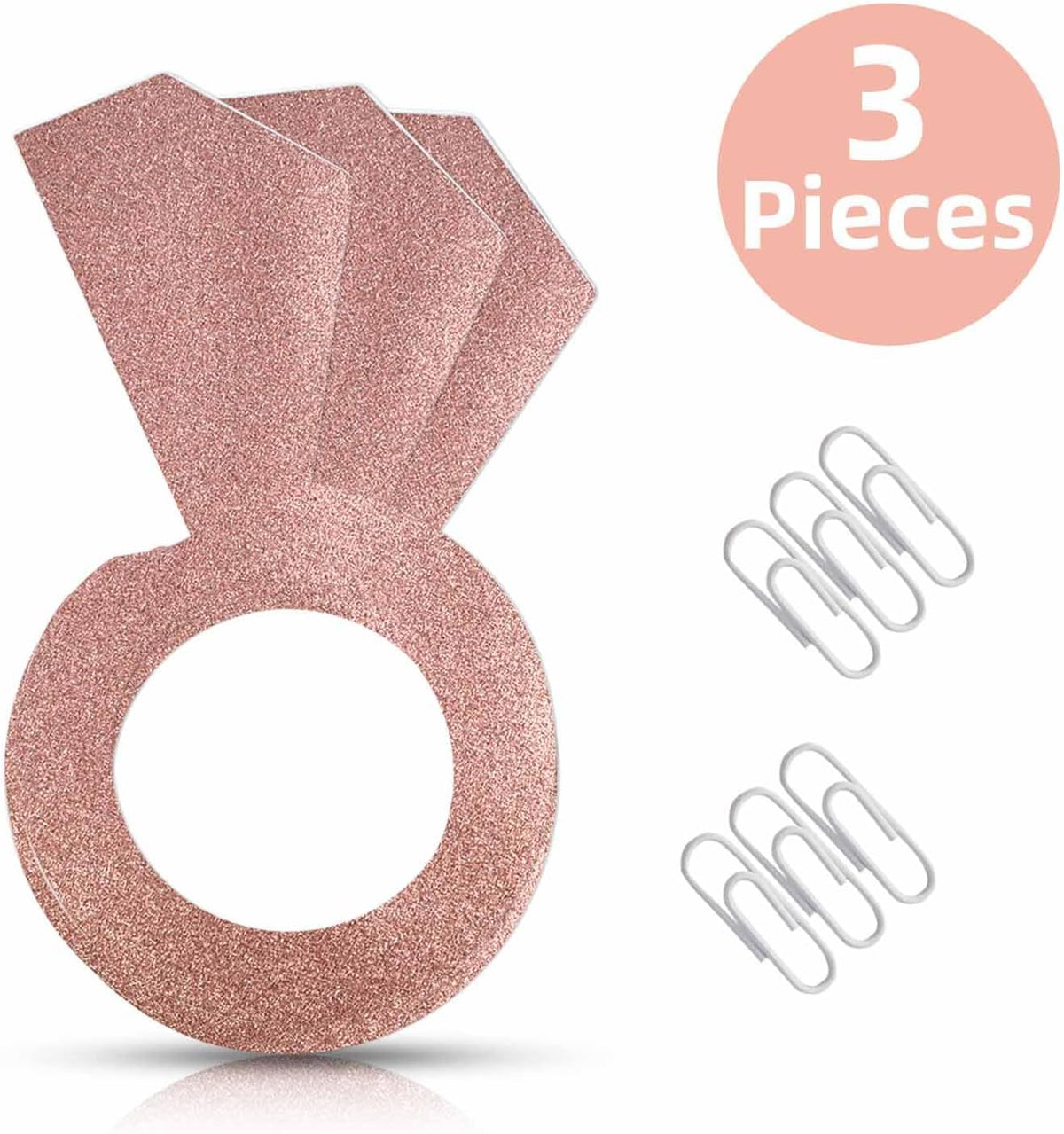3 Pieces Honeycomb Diamond Ring Hanging Decorations for Wedding Party Bridal Shower Engagement - Glitter Gold Paper Balls Supplies for Engaged Decor (Rose Gold)