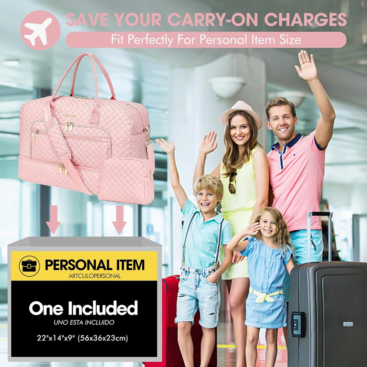Large Travel Duffle Bags for Women: Weekender Bag with Shoe Compartment