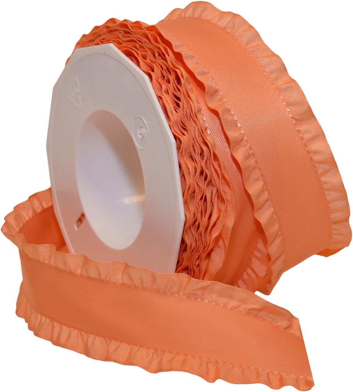 Double Ruffle Ribbons for Wedding Bridal Shower Décor, Gift Wrapping, Birthday, Sewing and Crafts, 1-1/2-Inch by 16.5-Yard, Peach
