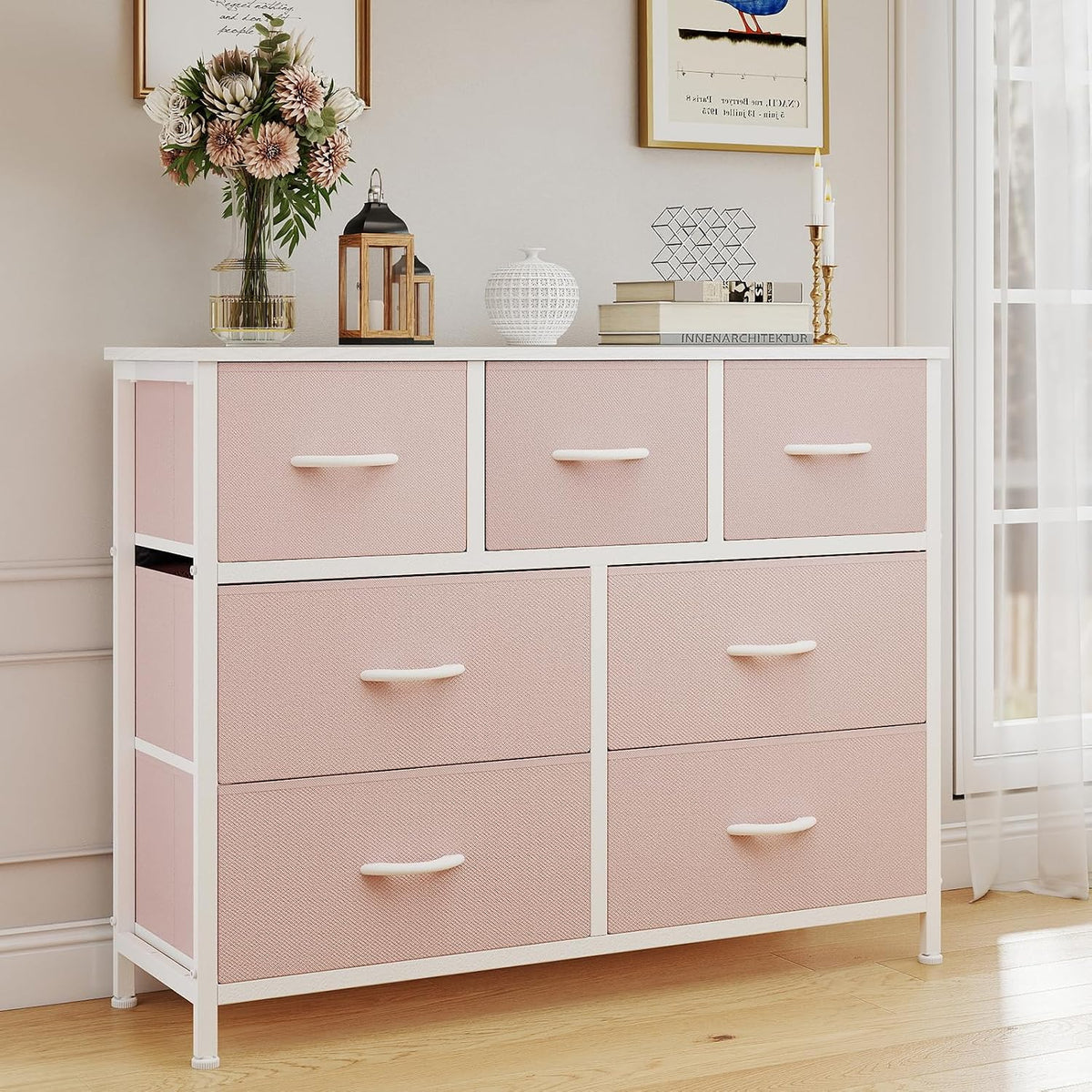 7 Drawer Fabric Dresser, Storage Tower for Bedroom and Closet