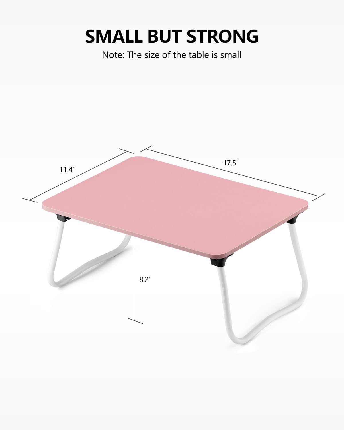 Laptop Bed Desk, Foldable Lap Desk, Portable Lap Table, Bed Table, Laptop Stand, Lightweight & Mini Table for Breakfast/Picnic/Drawing/Couch/Floor - Pink