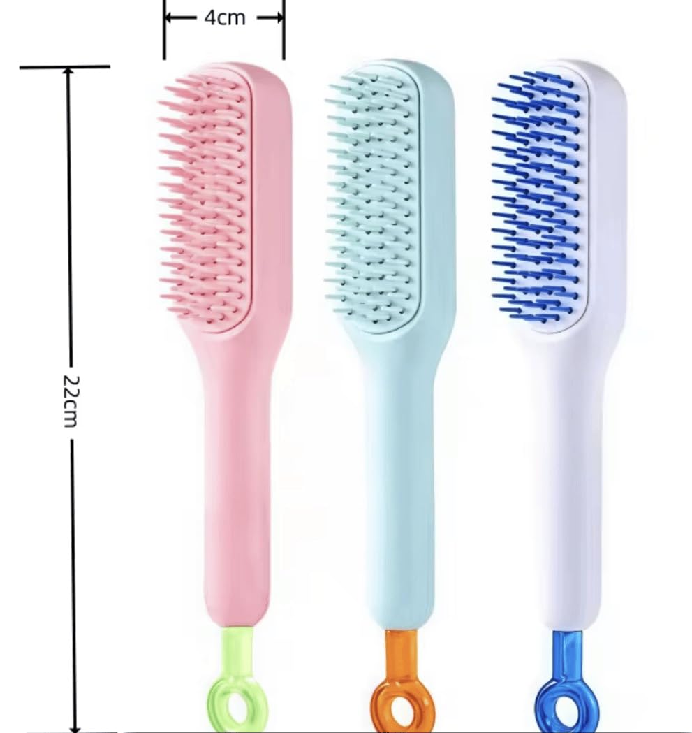 Self-Cleaning Pet Grooming Brush with Retractable Bristles, Reduces Shedding, Gentle on Skin, for Cats and Dogs (Pink)