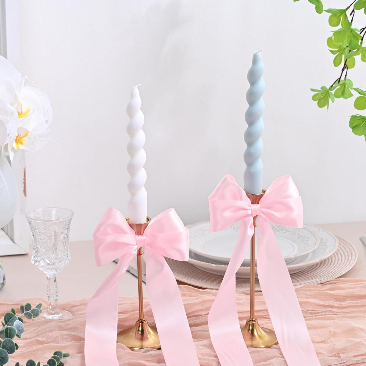 Double Face Light Pink Satin Ribbon 1-1/2 inch X 50 Yards Polyester Light Pink Ribbon for Gift Wrapping Very Suitable for Weddings Party Hair Bow Invitation Decorations and More