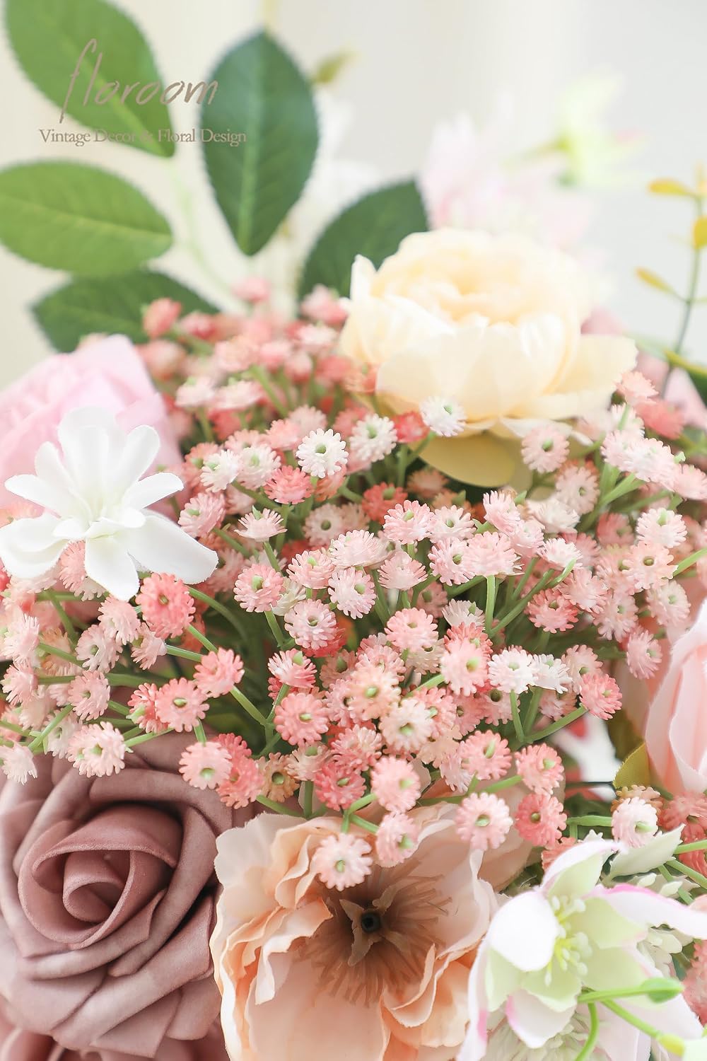 18pcs Artificial Babys Breath Gypsophila Greenery Sprays, Real Touch Dusty Rose Blush Pink Fake Flowers for Wedding Bouquets Centerpieces Floral Arrangements and Decorations