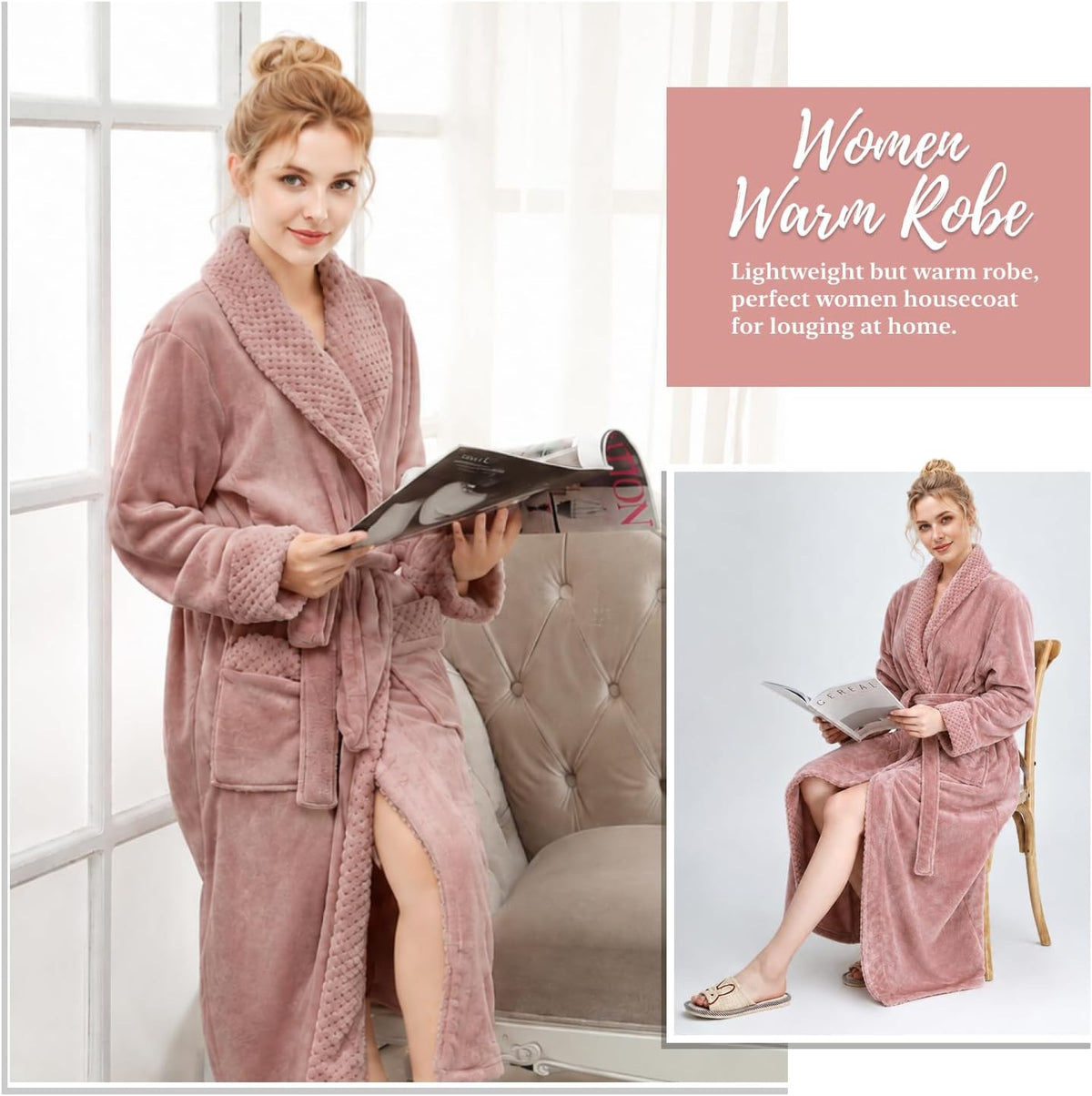 Premium Long Robes for Women: Warm Super Plush Soft Fleece Bathrobes