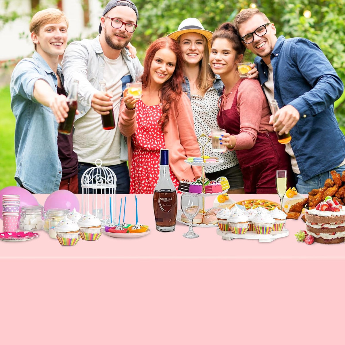 Plastic Rectangular 54x108'' Tablecloth, 4 Pack, Light Pink, Disposable, Pastel, for Parties, Holiday, Oilproof, All-Season