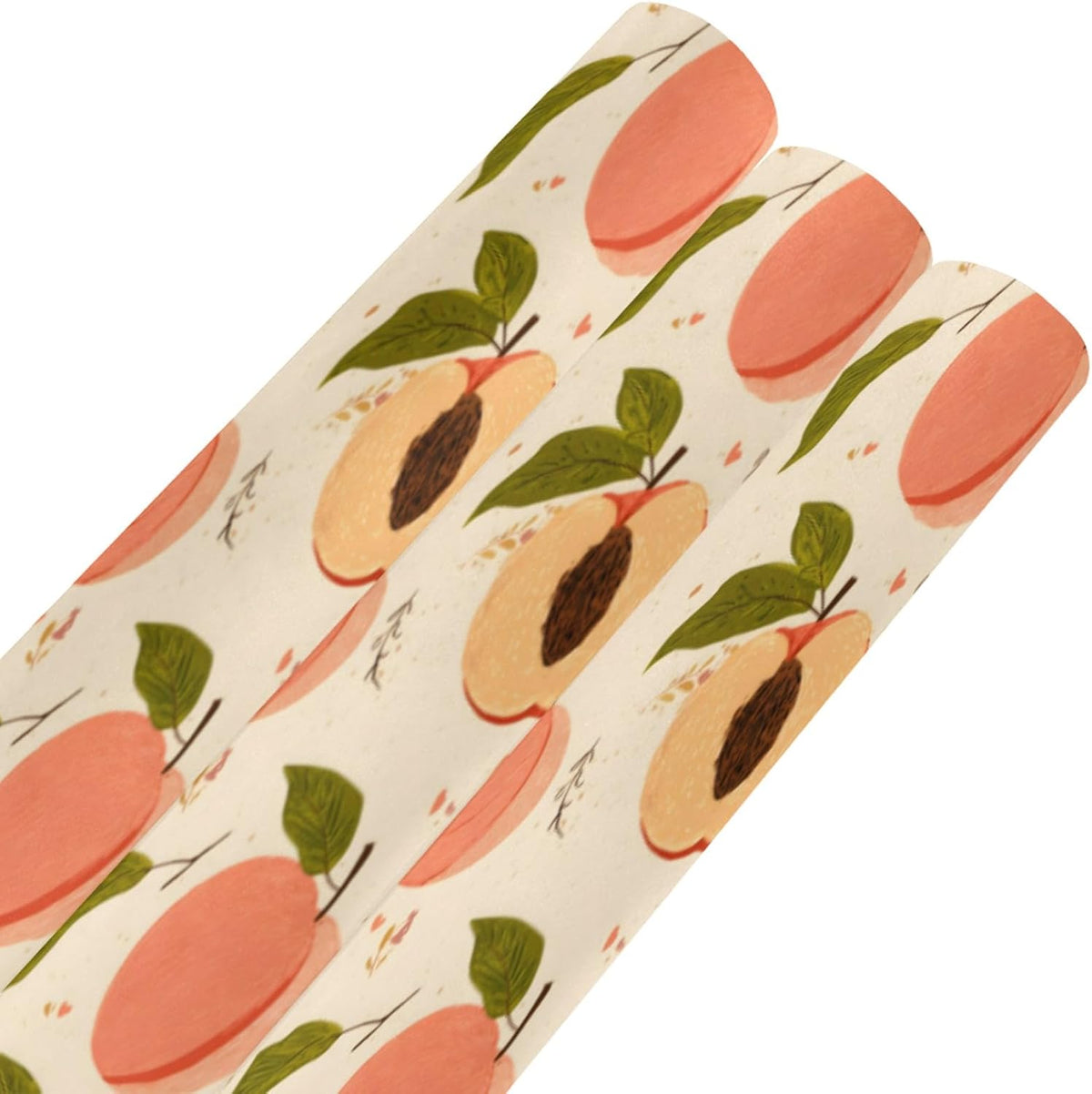 3 Rolls Birthday Wrapping Paper Roll - Peaches Pattern Design Gift Wrapping Paper for Christmas, Bridal, Holiday, Party, Baby Shower - 58 x 22.8 inch