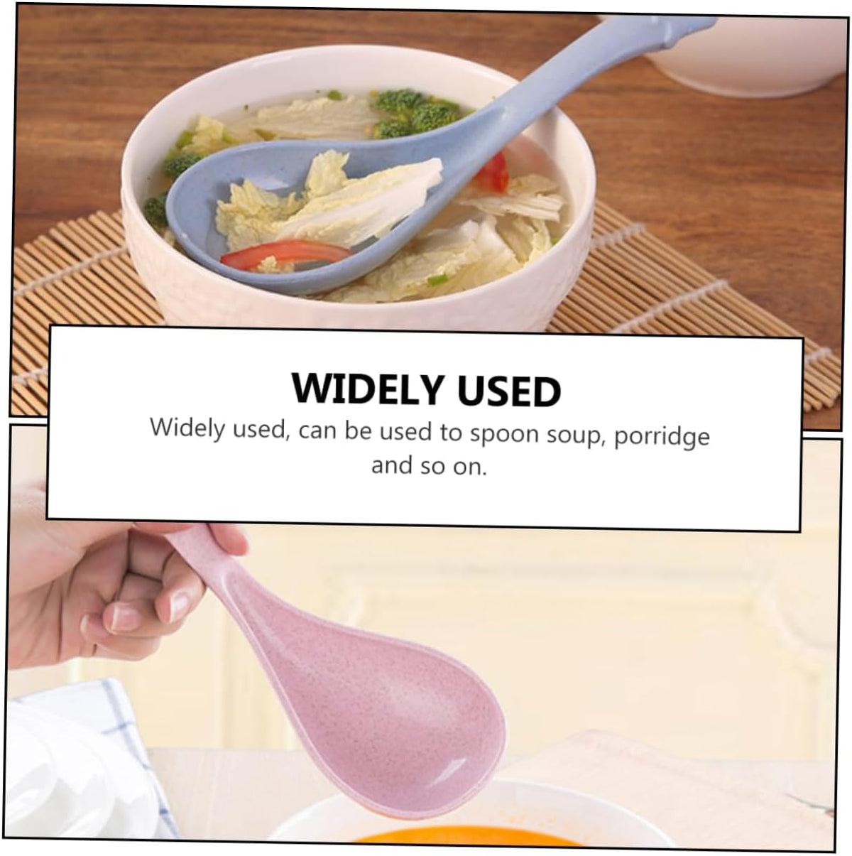 4pcs Long Handle Soup Spoon Stirring and Rice Spoons for Cereal Porridge and Hot Pot Lightweight Kitchen Utensils Blue Green Beige Pink