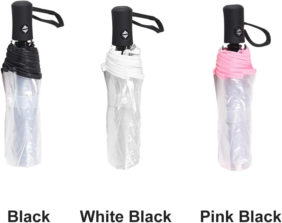 Clear Umbrella,Auto Open Close Transparent Compact Umbrellas 8 Ribs,Windproof Travel Umbrellas for Rain,Portable Clear Rain Umbrella for Travel,for Adult Unisex