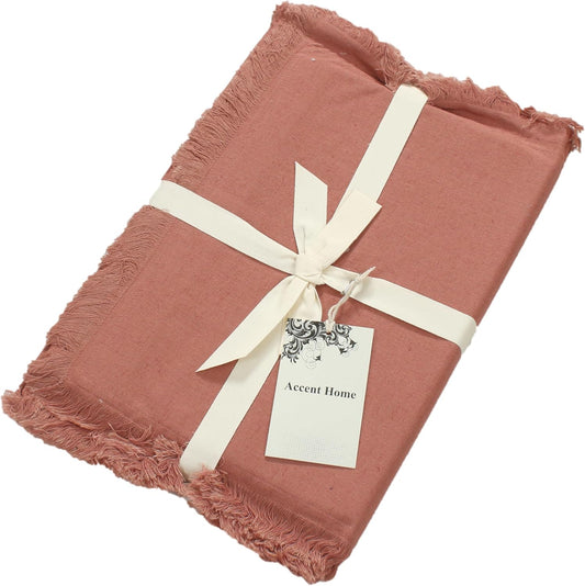 Natural Cotton-Linen Table Runner – Soft, Durable & Natural Blend Rustic Farmhouse Style for Dining Table, Weddings Bridal Shower Thanksgiving Christmas & Everyday Use (Blush)