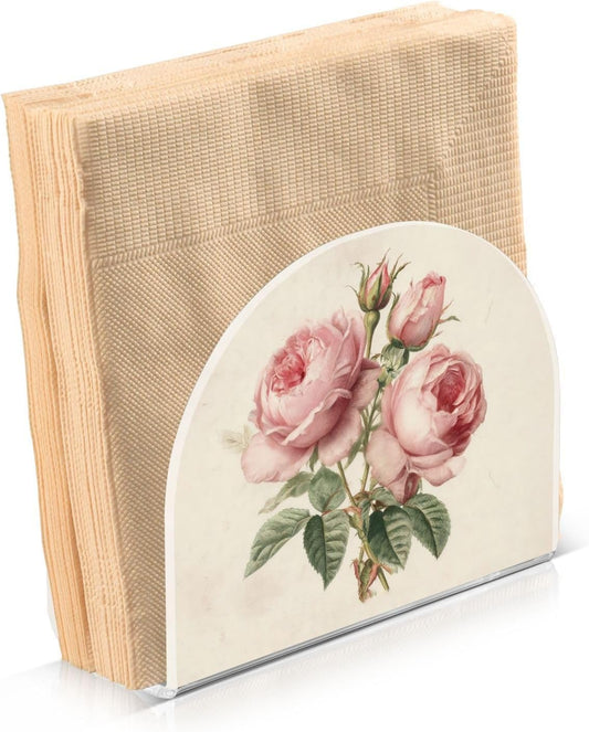 Pink Roses Vintage Napkin Holder Napkin Dispenser Acrylic Paper Tissue Storage for Kitchen Coffee Table 1 Pack