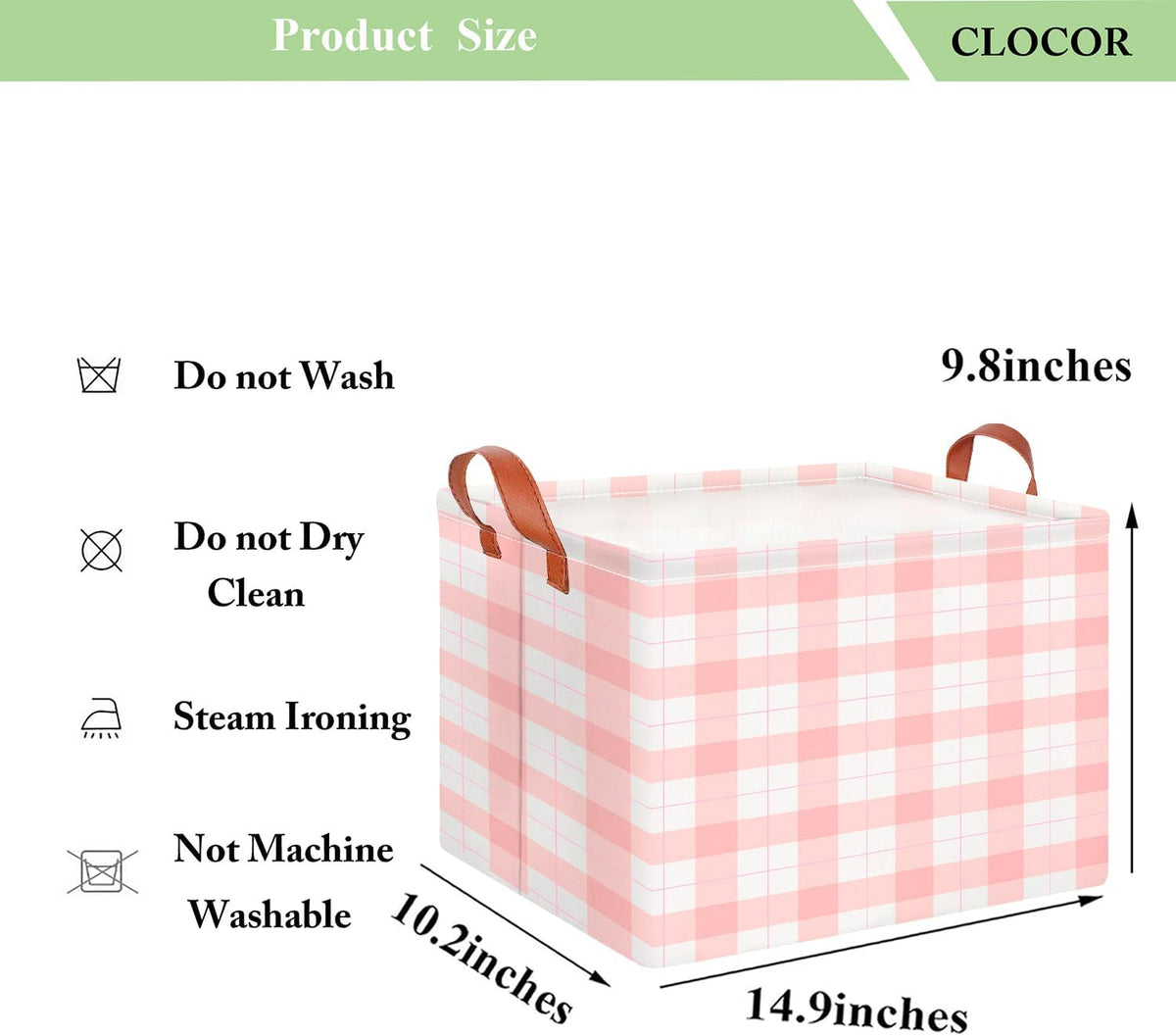 Rectangular Storage Basket,Collapsible Storage Bin,Waterproof Books Box with Handles,Gift Basket(Pink Grid)