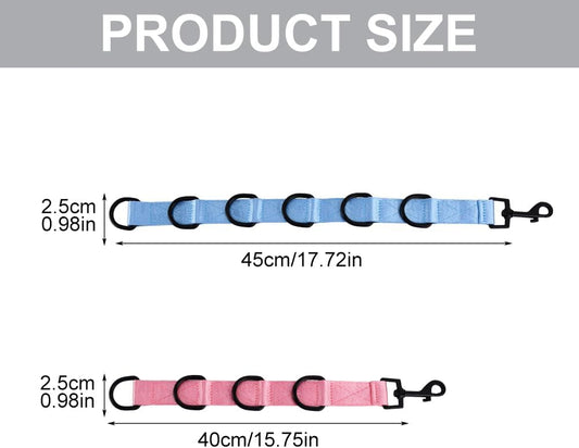 2pcs Dog Grooming Extension Strap with 4 D-Ring and 6 D-Ring Grooming Loops Adjustable Extender Straps Quick Release Pet Dog Leashes for Grooming(Color:Blue Pink)
