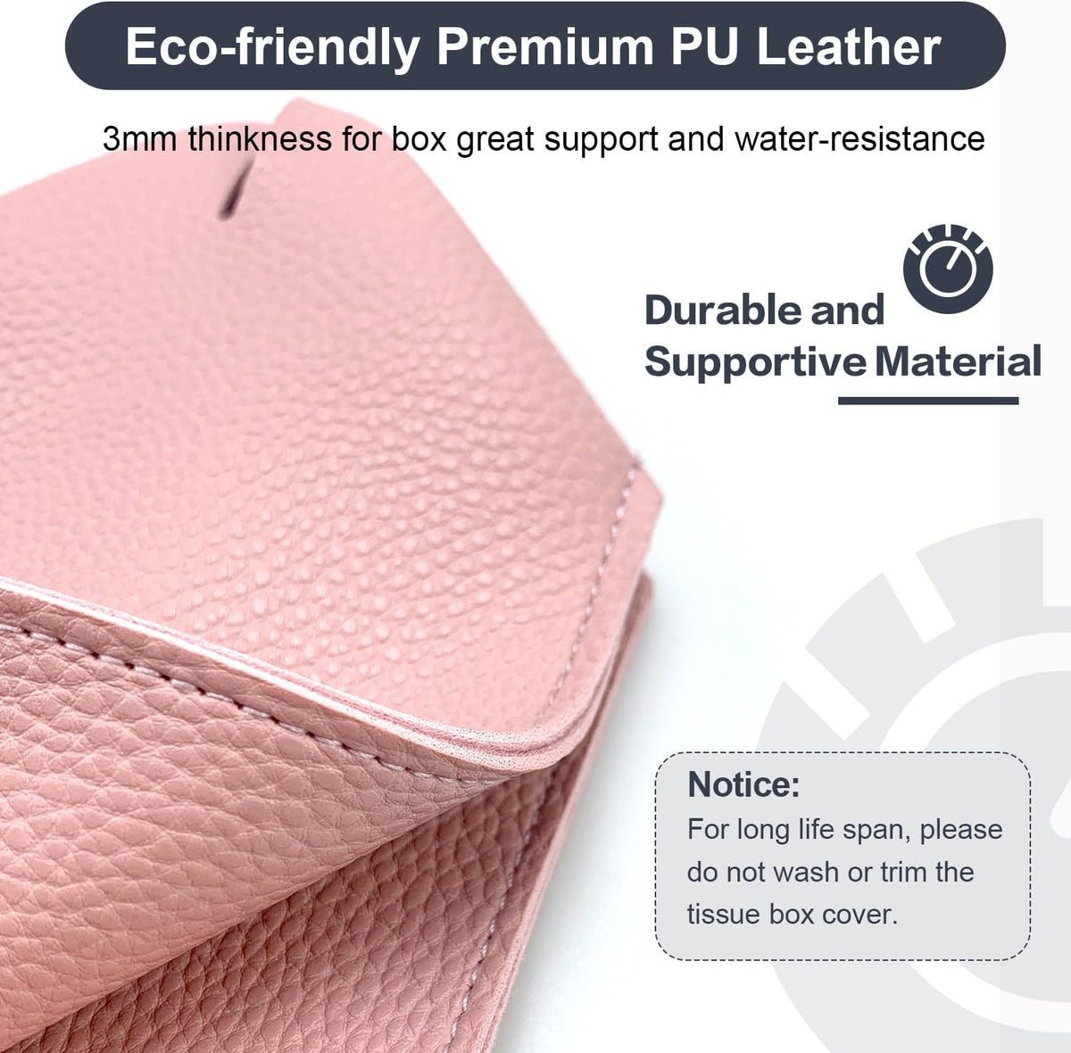 Tissue Box Cover 5X5X5'' PU Leather Tissue Holder Square Tissue Cube Box Organizer for Bathroom Vanity Countertop, Car, Night Stands, Office, Home, Kitchen (1Pack, Pretty Pink)