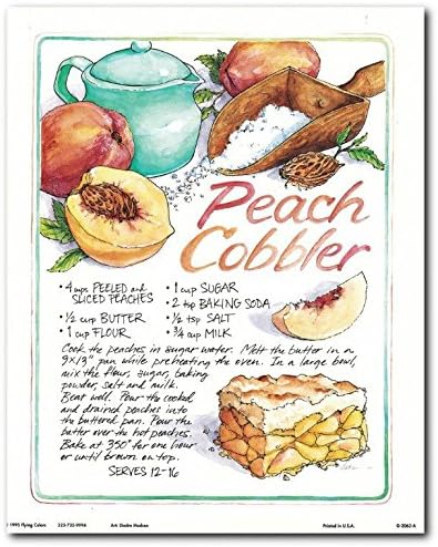 Wall Decor Homemade Peach Cobbler Recipe Food Pie Dessert Kitchen Art Print Poster (8x10)