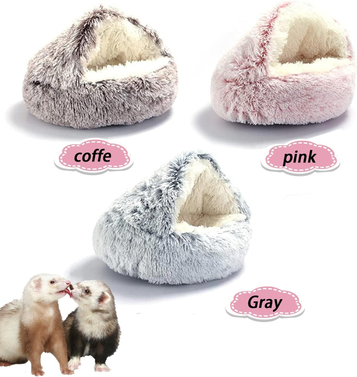 Ferret Bed Cave and Hideouts,Ferret Hideaway Bed Accessories for Cage Ferret Beds and Hideouts (Pink)