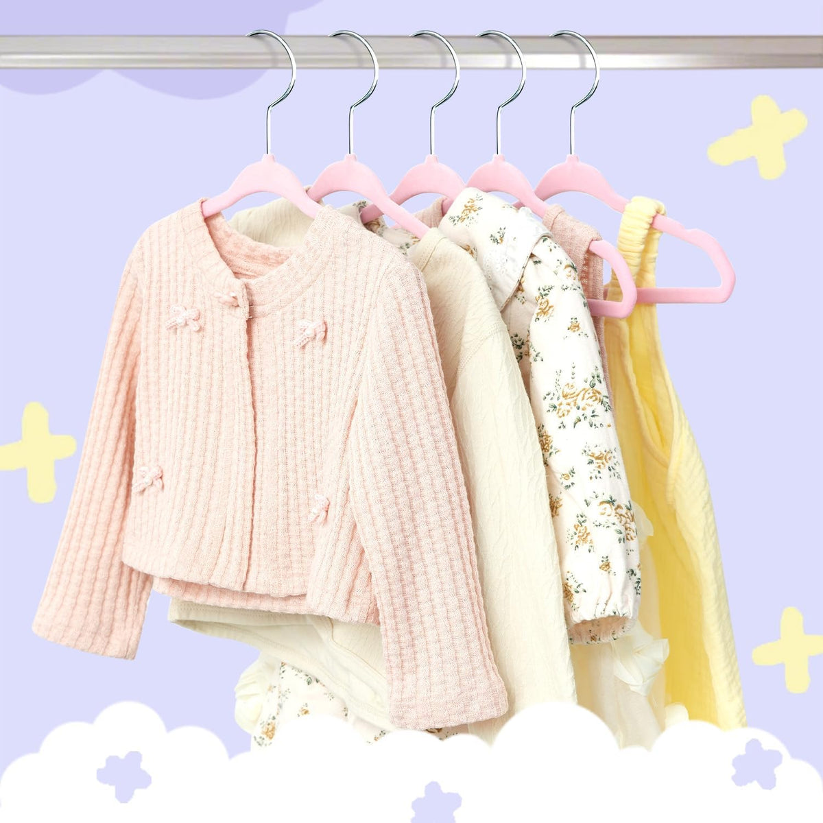 50 Pack Kids Velvet Hangers 11 Inches Children's Clothes Hangers Non-Slip Baby Hangers for Infant/Toddler (Blush Pink)