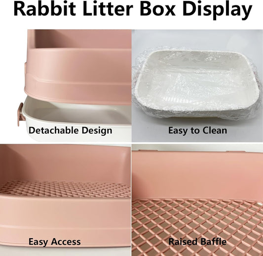 Rabbit Litter Box Bunny Potty Training Litter Boxes Guinea Pig Corner Bedding Box Small Animal Toilet for Ferret,Chinchilla,Galesaur(Pink)
