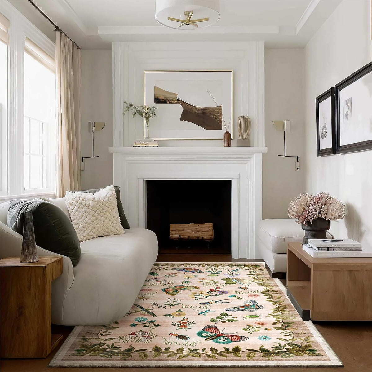3x5 Washable Area Rugs for Entryway: Small Throw Rugs Stain Resistant Non Slip Low Pile Soft Faux Wool Lightweight Entry Rug for Bedroom Kitchen Laundry Bathroom Living Room Office Front Door Indoor