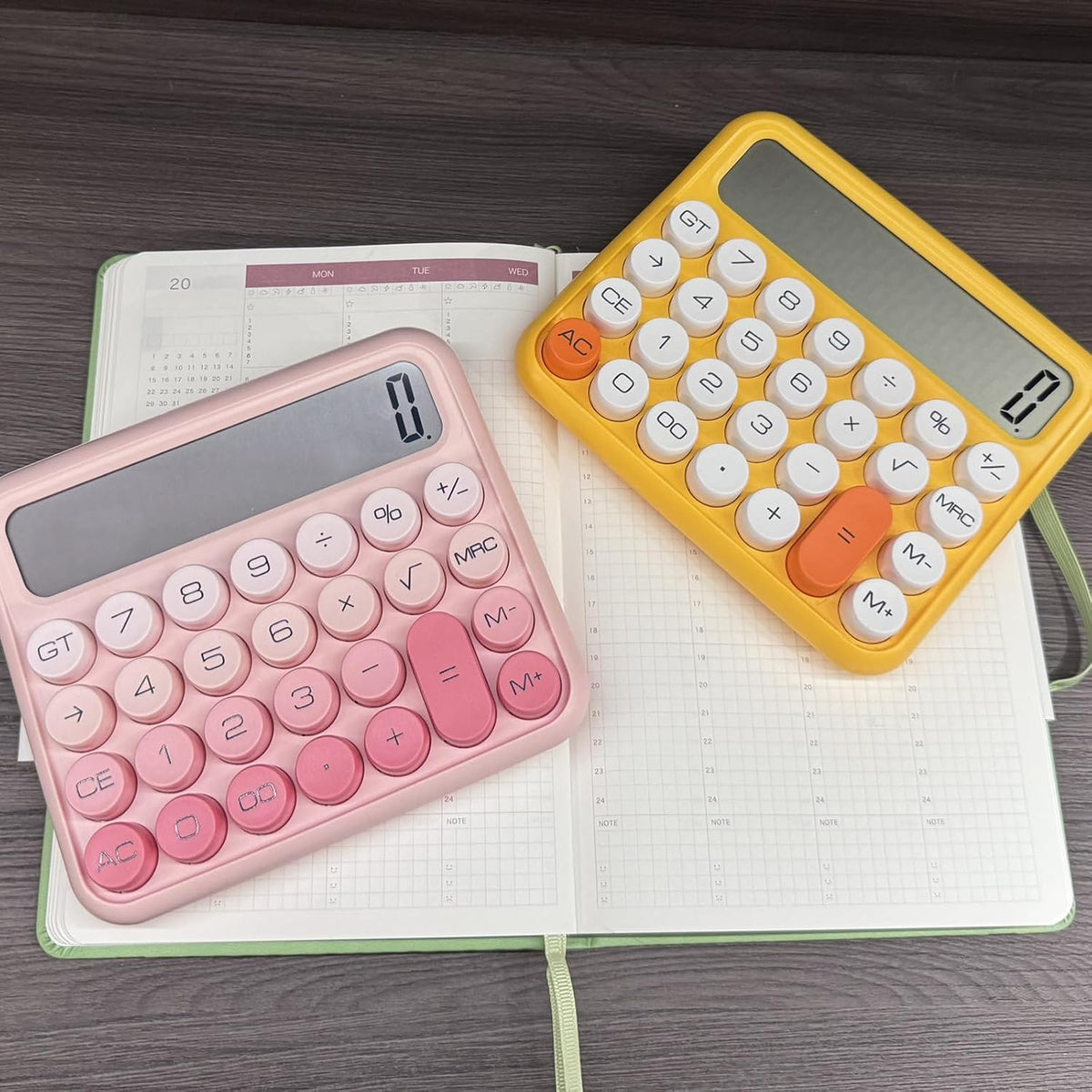 Desk Calculator - 12 Digit Large LCD Display, Big Button Calculator for School, Home & Business Use (Pink Gradient)