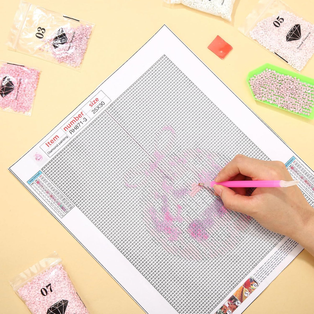 6 Pcs Pink Bow Diamond Art Kits for Adults, 10 x 11.8''