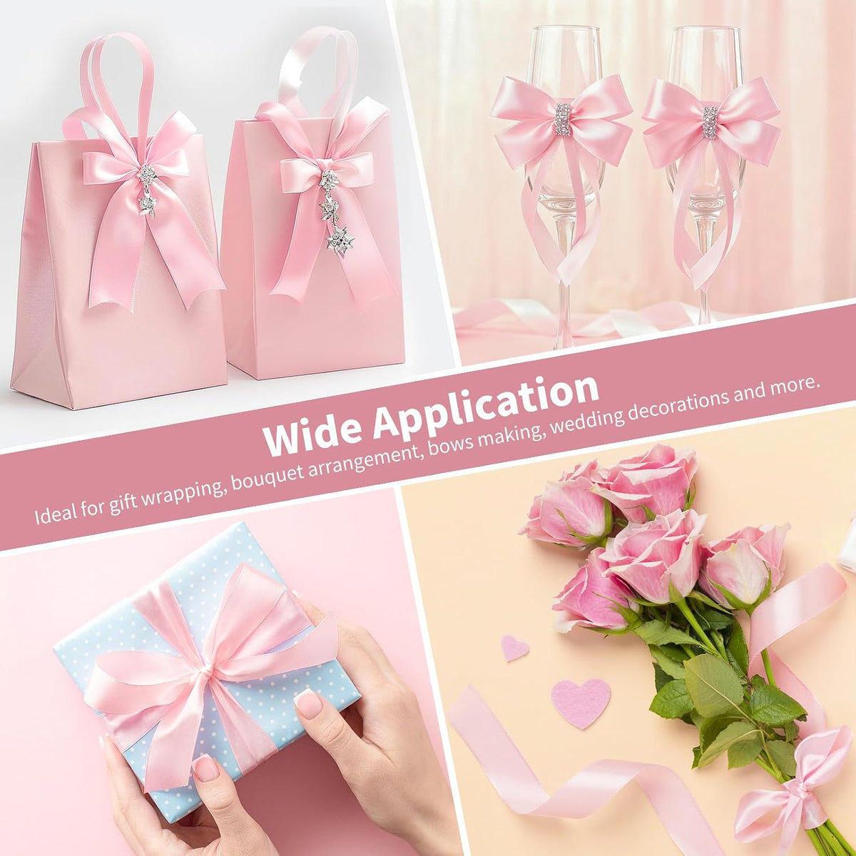 Baby Pink Satin Ribbon, 1-1/2 Inch, 50 Yards