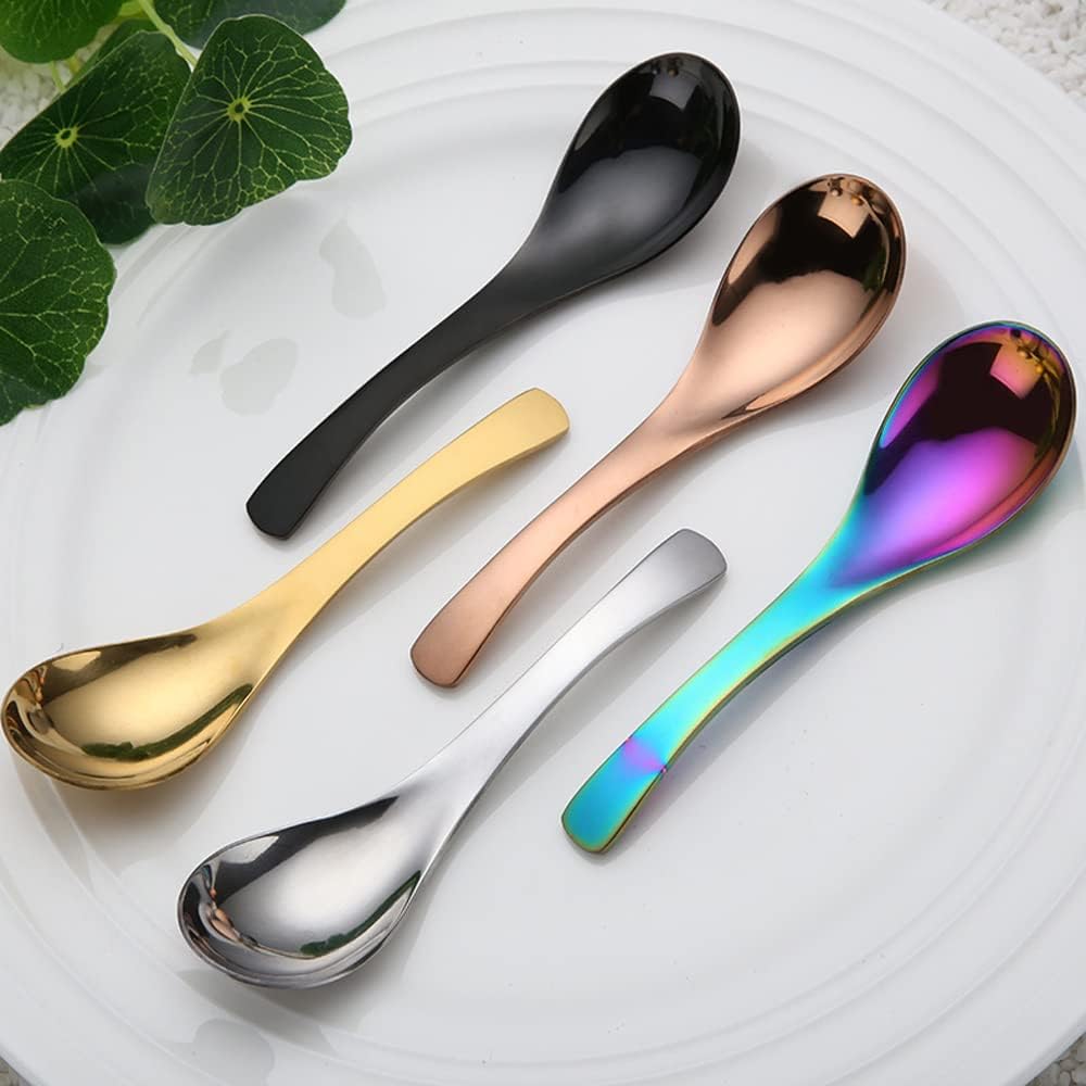 5 PCS Stainless Steel Soup Spoons, Mirror Finish, Kitchen & Dessert Spoons (Rose Gold)